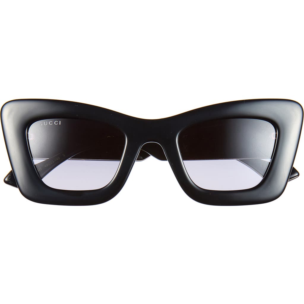 Gucci 49mm Cat Eye Sunglasses In Black Crystal Grey