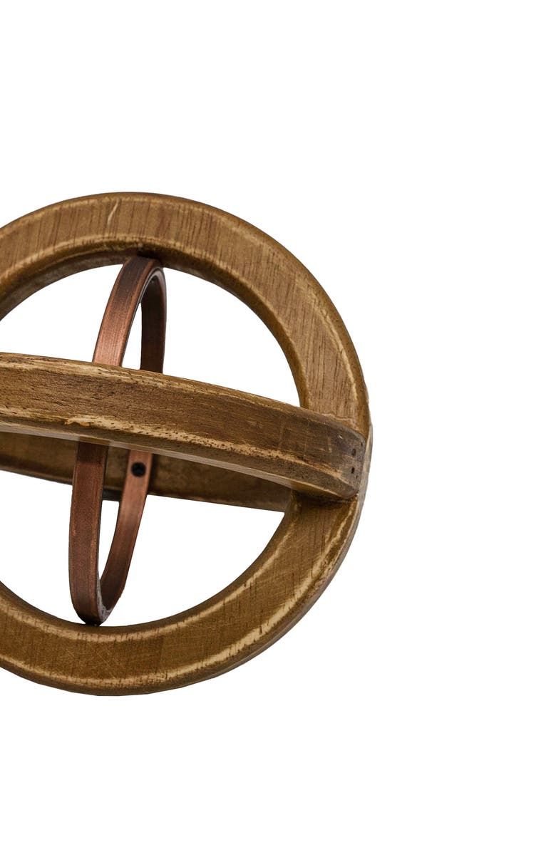 Foreside Home and Garden Orb Decorative Accent Natural Wood & Metal, Alternate, color, Brown