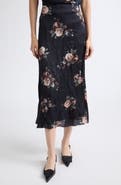 Erdem Floral Crushed Satin Midi Skirt