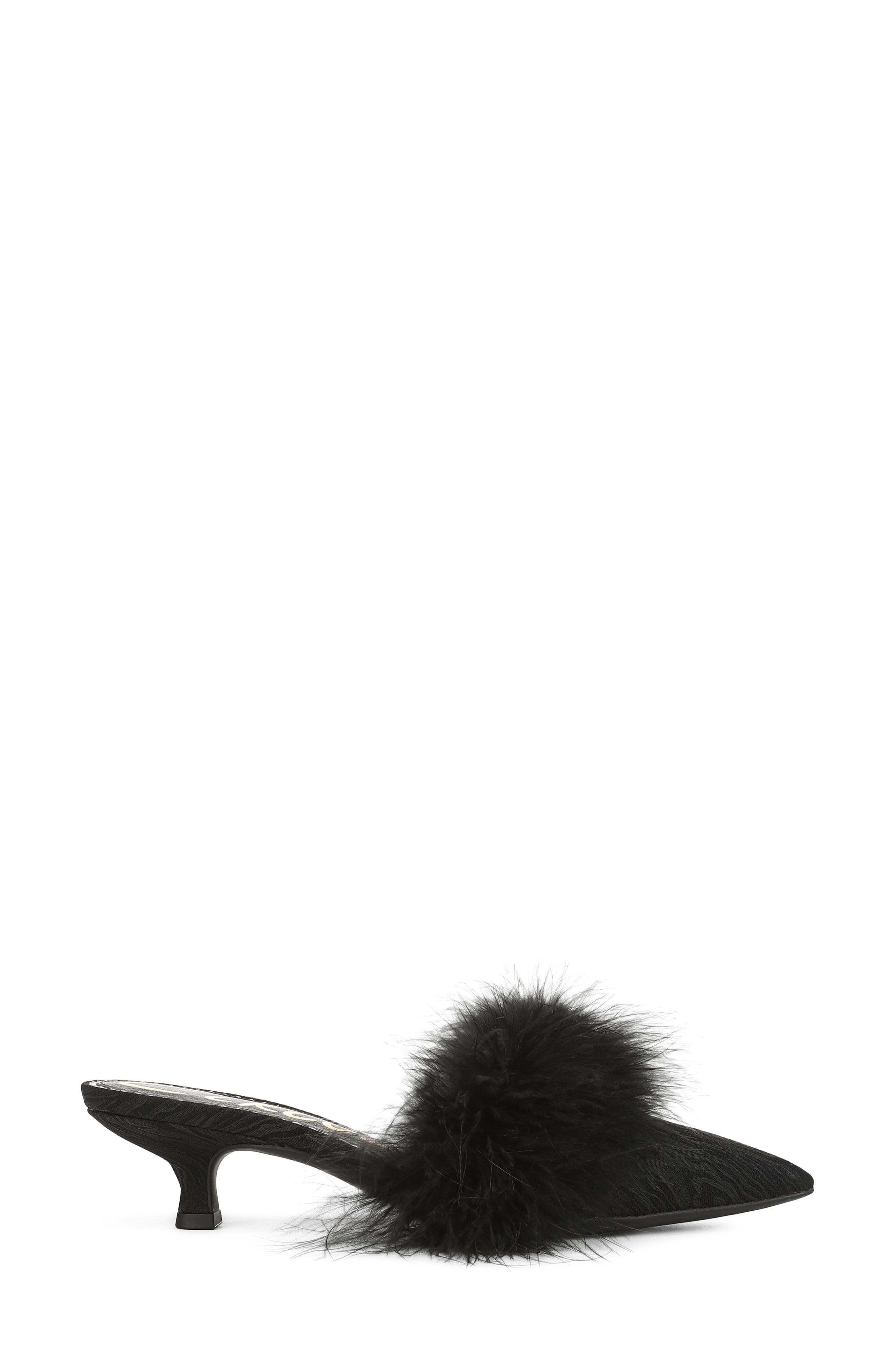 Gemma Fluff Mule, Alternate, color, BLACK