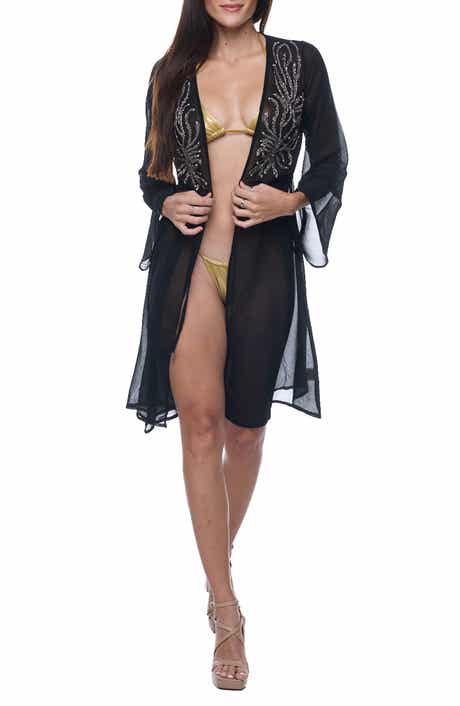 Net Embellished Cover-Up Duster