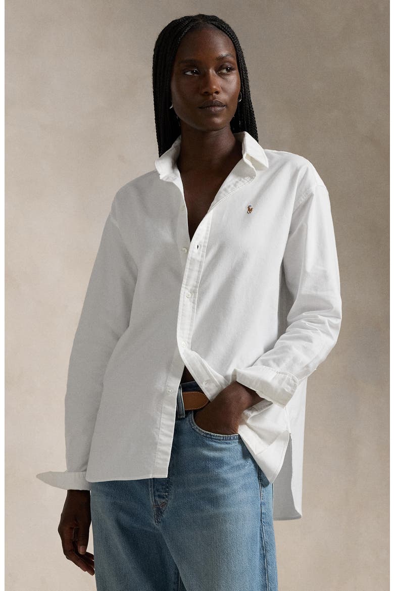 The Iconic Relaxed Fit Oxford Button-Up Shirt, Alternate, color, BSR WHITE