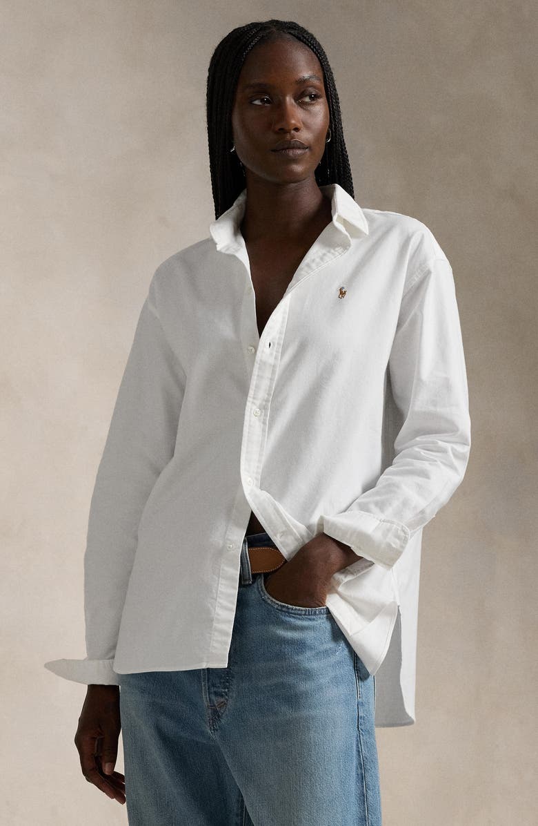 Polo Ralph Lauren The Iconic Relaxed Fit Oxford Button-Up Shirt, Alternate, color, Bsr White