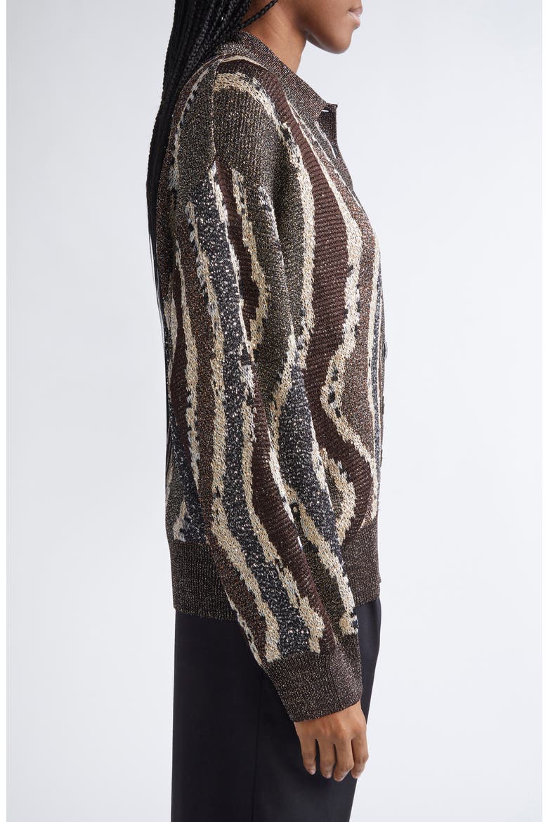 Stripe Metallic Cardigan, Alternate, color, BROWN TONES STRIPES