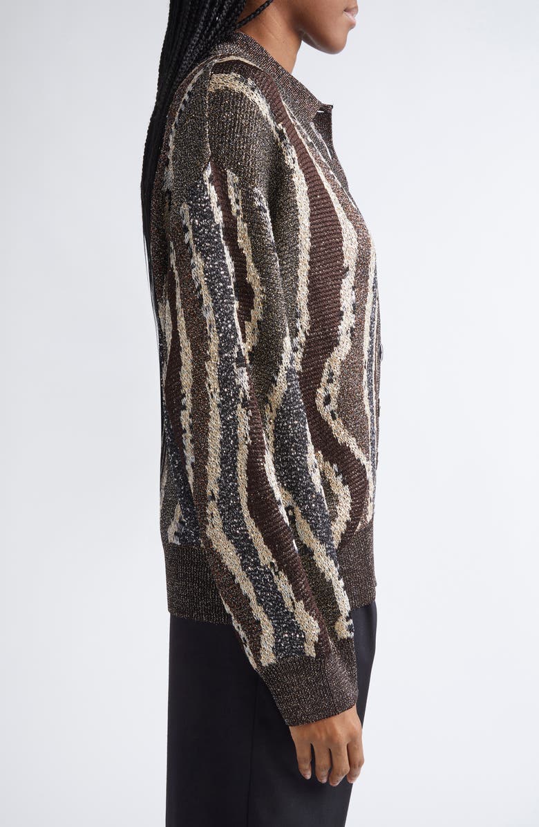 Missoni Stripe Metallic Cardigan, Alternate, color, Brown Tones Stripes