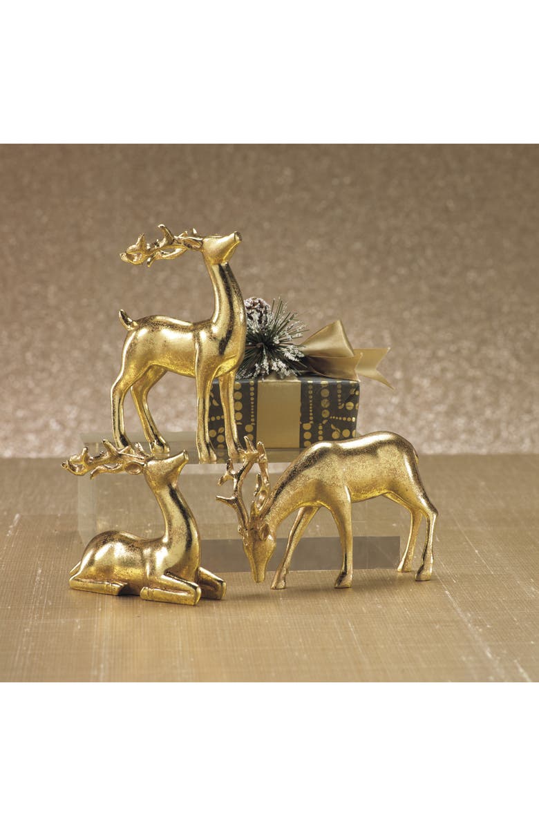 Zodax Set of 6 Decorative Reindeer Figurines, Alternate, color, Gold