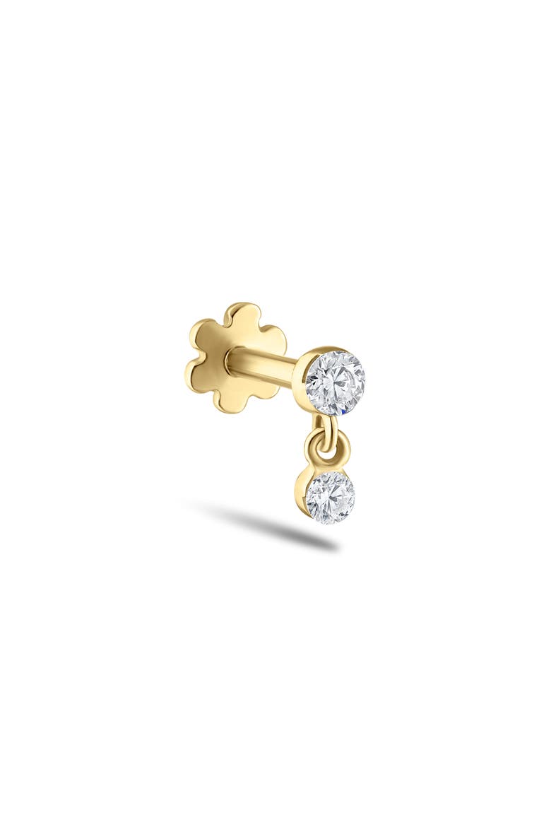 Invisible Set Diamond Dangle Stud Earring, Main, color, YELLOW GOLD