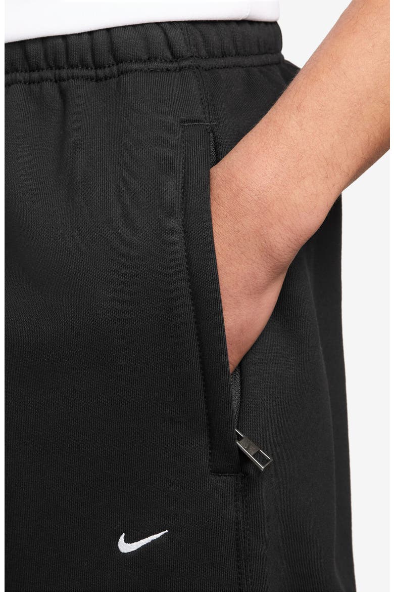 Solo Swoosh Open Hem Fleece Sweatpants, Alternate, color, BLACK/BLACK/WHITE