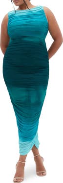 City Chic Halo Ombré Ruched Sleeveless Maxi Dress