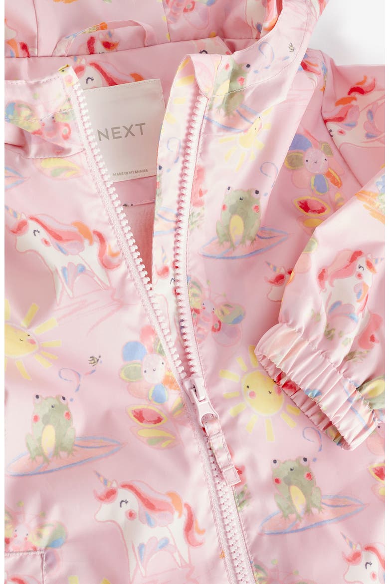 Kids' Water Resistant Hooded Jacket, Alternate, color, PINK UNICORN