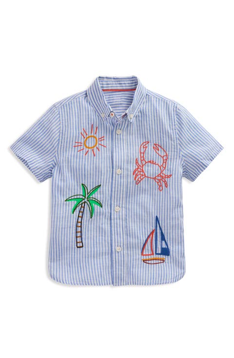 Kids' Embroidered Short Sleeve Button-Down Shirt (Toddler & Little Kid)