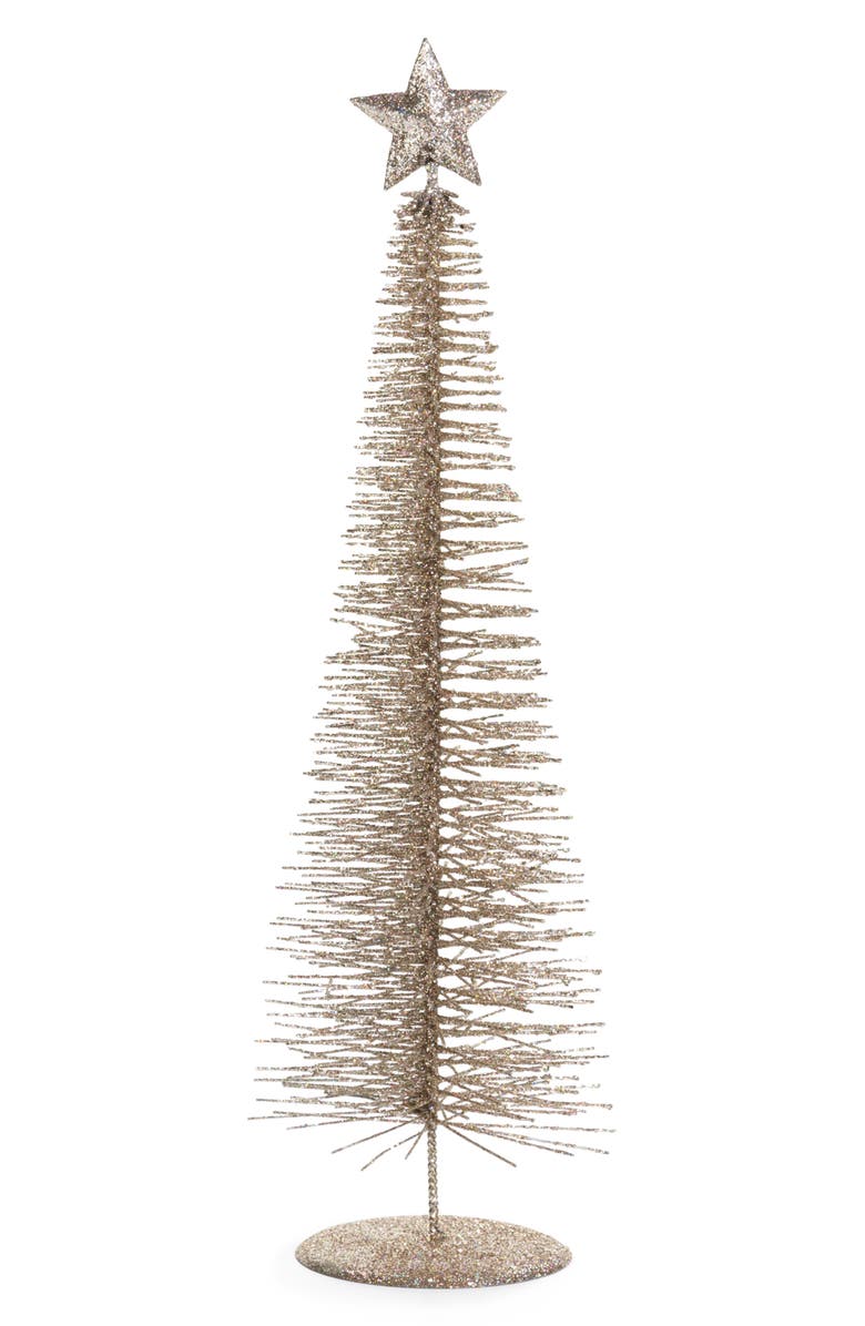 Zodax Treasure Mountain Set of 3 Sixteen-Inch Champagne Tree Decorations, Main, color, Champagne