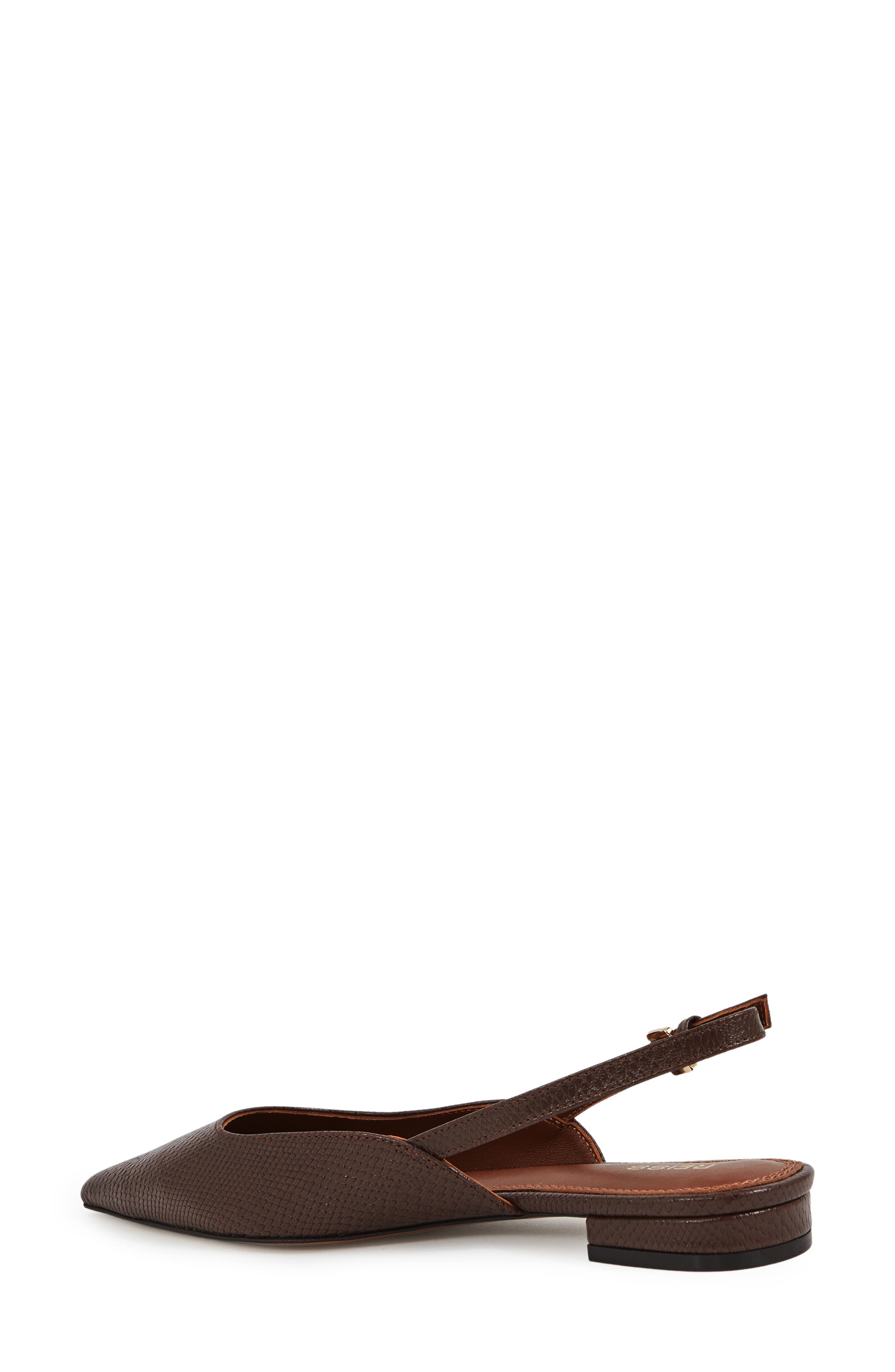 Reiss Aubrey Croc Embossed Slingback Flat, Alternate, color, Chocolate