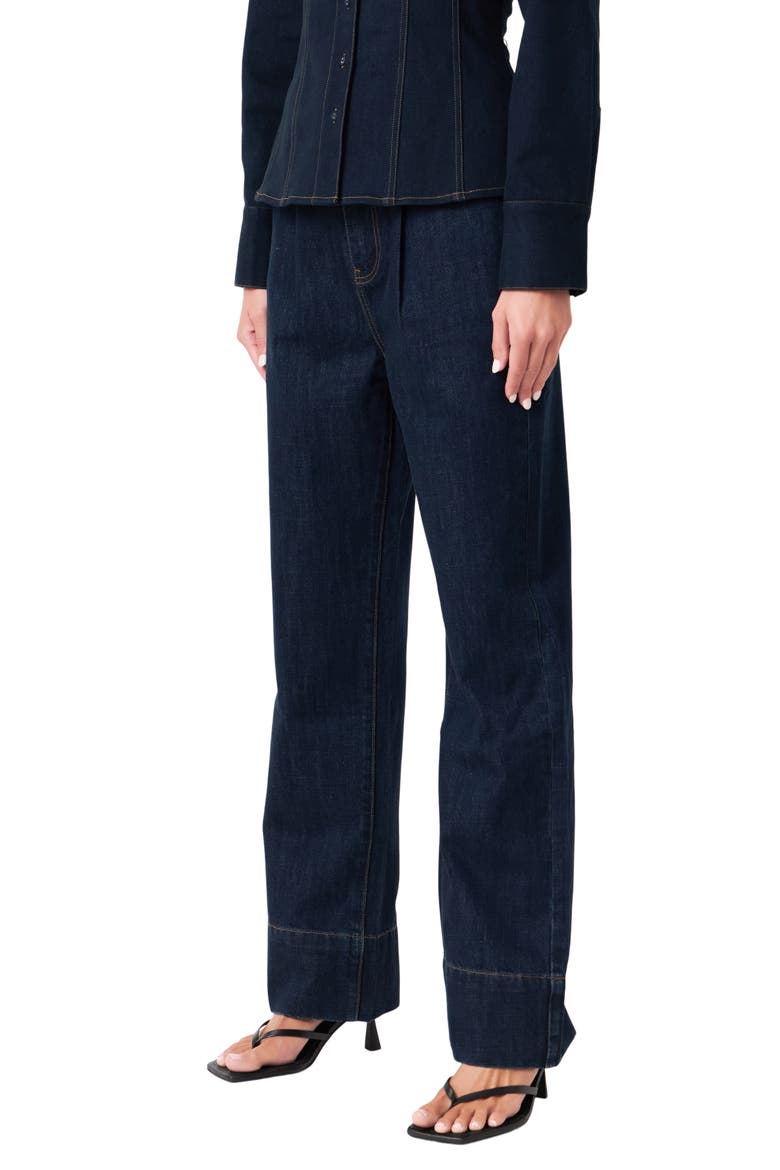 High Waist Wide Leg Jeans, Alternate, color, NAVY