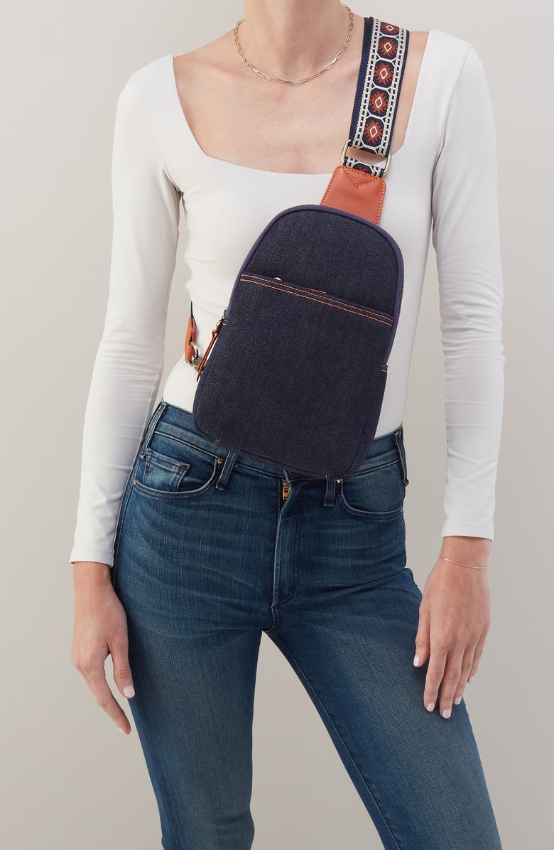 HOBO Cass Leather Sling Bag, Alternate, color, Dark Denim