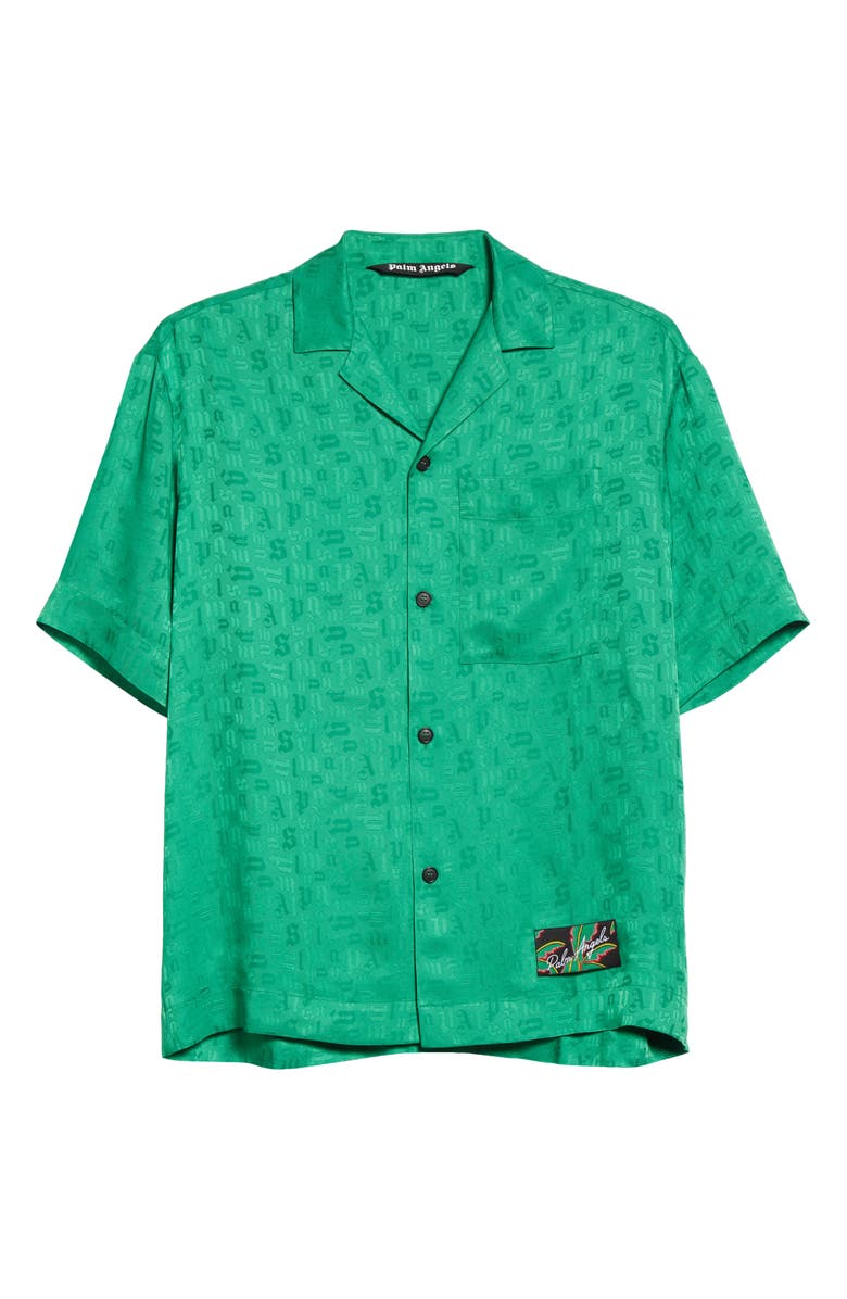 Palm Angels Monogram Jacquard Bowling Shirt, Alternate, color, 