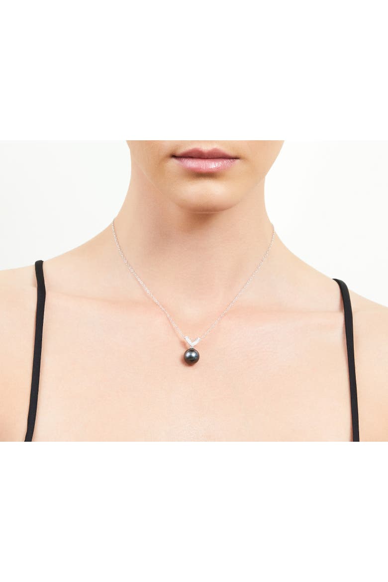 Tahitian South Sea Pearl & Diamond Belissima Pendant, Alternate, color, White Gold
