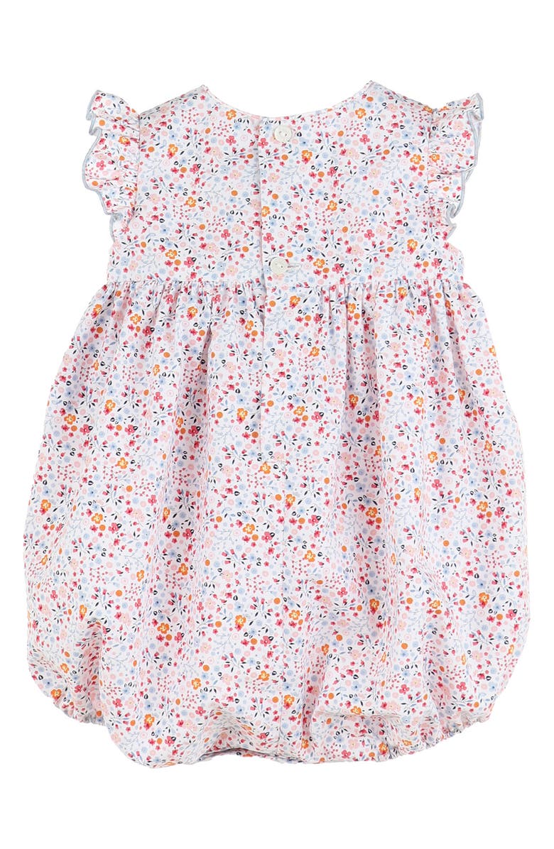 Luli & Me Floral Cotton Bubble Romper, Alternate, color, Coral