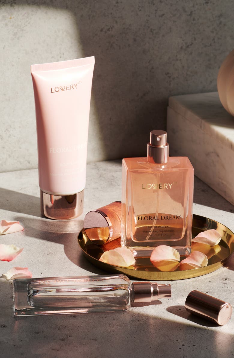 Lovery Floral Dream 5-Piece Gift Set with Eau de Parfum, Deodorant, Lotion & Cologne, Alternate, color, Light Pink / Gold