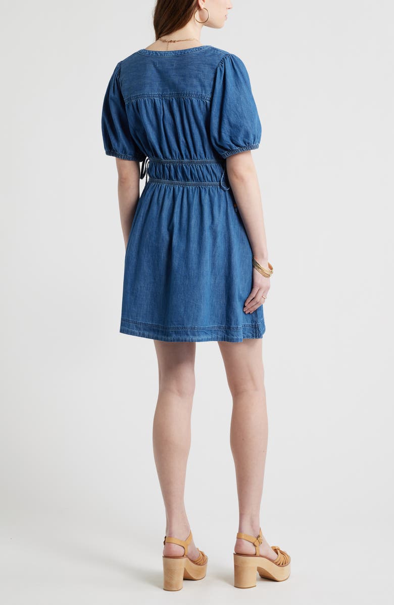 Treasure & Bond Puff Sleeve Cotton Chambray Minidress, Alternate, color, Medium Wash