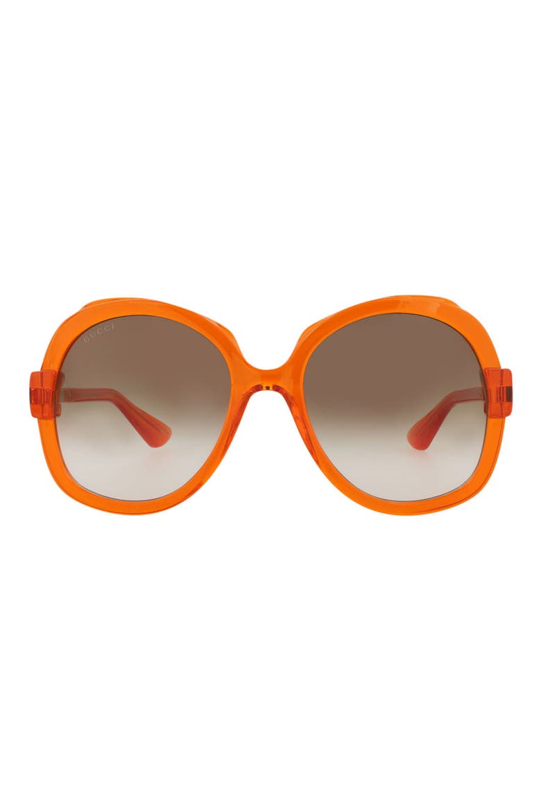 57mm Gradient Round Sunglasses, Main, color, ORANGE ORANGE BROWN