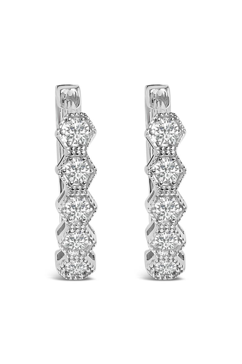 14K Gold 1/2 Ct Diamond Earring Zig-Zagging Geometric Hoop Earrings, Alternate, color, White