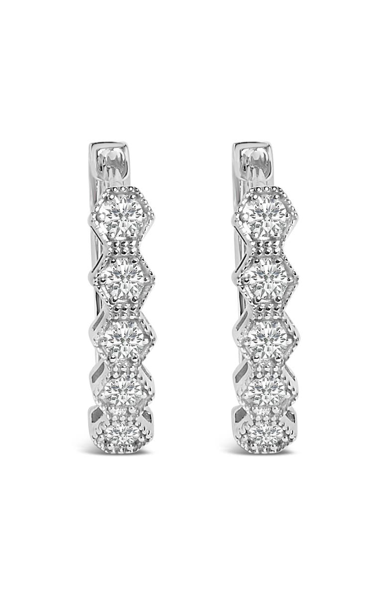 Haus of Brilliance 14K Gold 1/2 Ct Diamond Earring Zig-Zagging Geometric Hoop Earrings, Alternate, color, White
