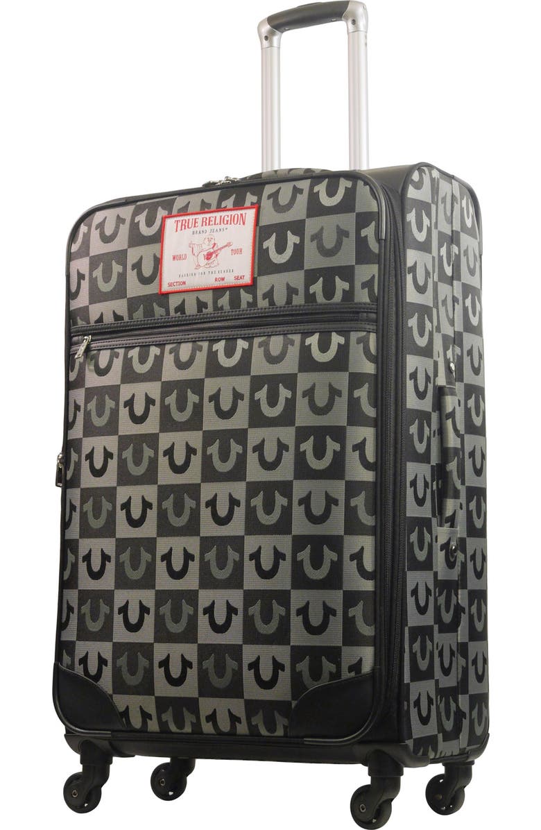 True Religion Soft Sided 31" Expandable, checkered Spinner Luggage, Main, color,