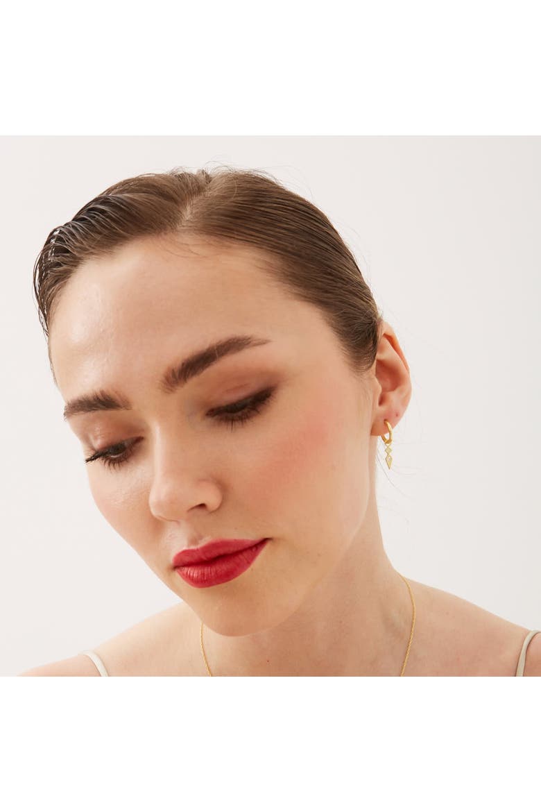 Sterling Silver Pave Spike Rhombus Drop Earrings, Alternate, color, Gold
