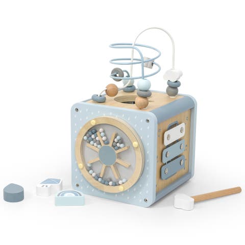 5 in 1 Wooden Activity Cube Shape Sorter, Baby & Toddlers, Ages 1+