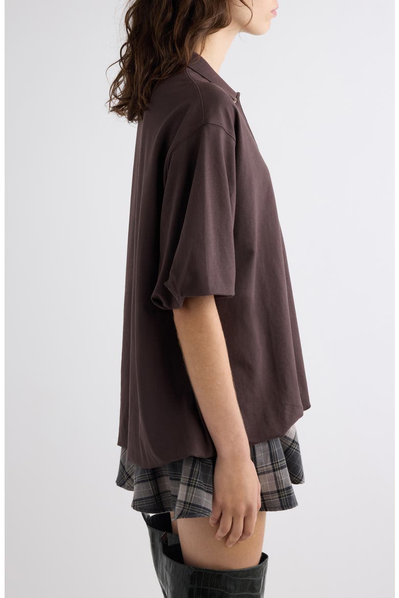 Eteddy Bubble Hem Polo, Alternate, color, DARK BROWN
