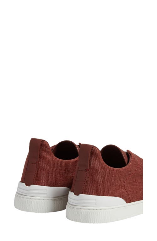 Zegna Cotton-linen Triple Stitch Sneakers In Dark Red Solid