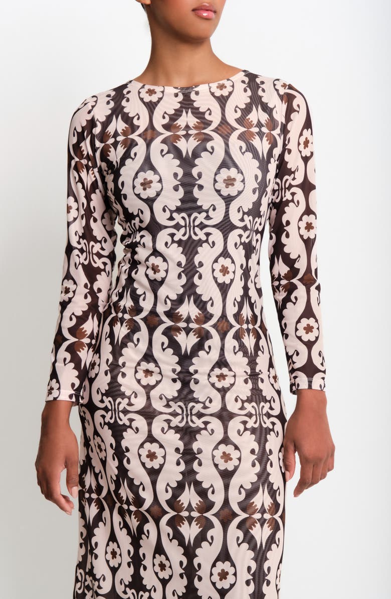 The Lulo Project Nellas Paisley Long Sleeve Mesh Maxi Dress, Alternate, color, Maxi Paisley