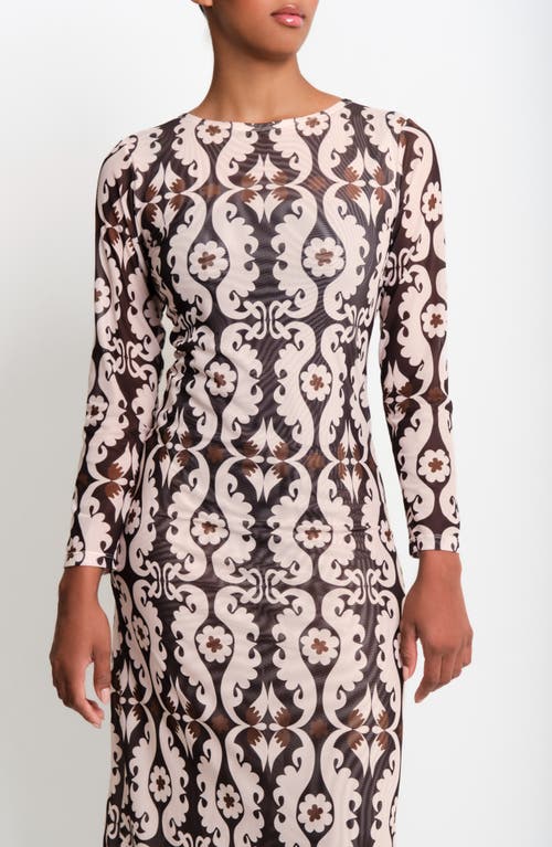 The Lulo Project Nellas Paisley Long Sleeve Mesh Maxi Dress