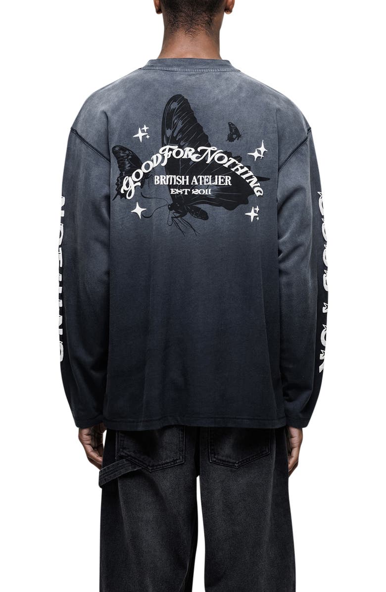 Good For Nothing Liberty Relaxed Long-Sleeve Printed T-Shirt, Alternate, color, Black