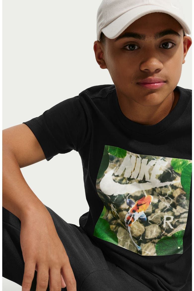 Kids' Koi Pond Cotton Graphic T-Shirt, Alternate, color, BLACK