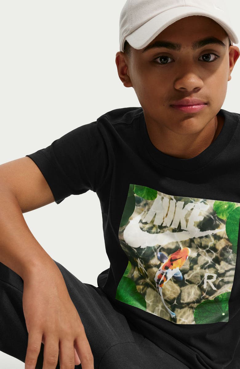 Nike Kids' Koi Pond Cotton Graphic T-Shirt, Alternate, color, Black