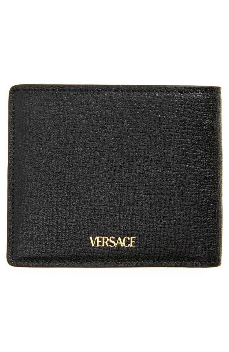Versace Medusa Leather Bifold Wallet, Alternate, color, Black/ Versace Gold