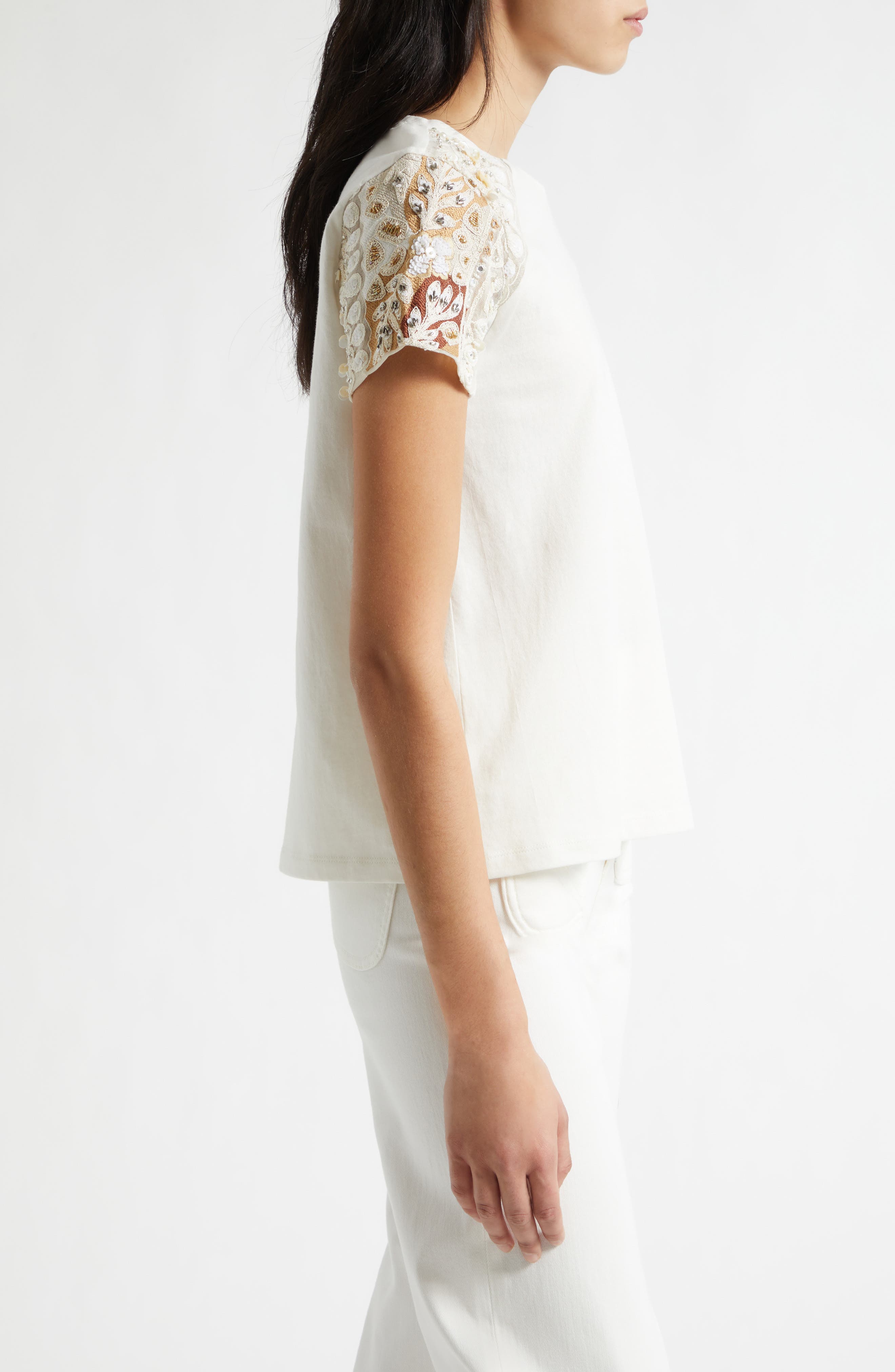 Ramy Brook Tyler Sequin Embroidery Detail Cotton T-Shirt (Women ...