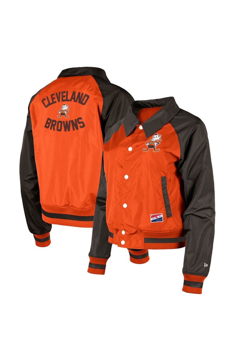New Era Women's New Era Orange Cleveland Browns Coaches Raglan Full-Snap Jacket, Main, color, Orange