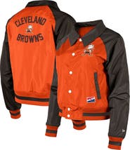 New Era Women's New Era Orange Cleveland Browns Coaches Raglan Full-Snap Jacket