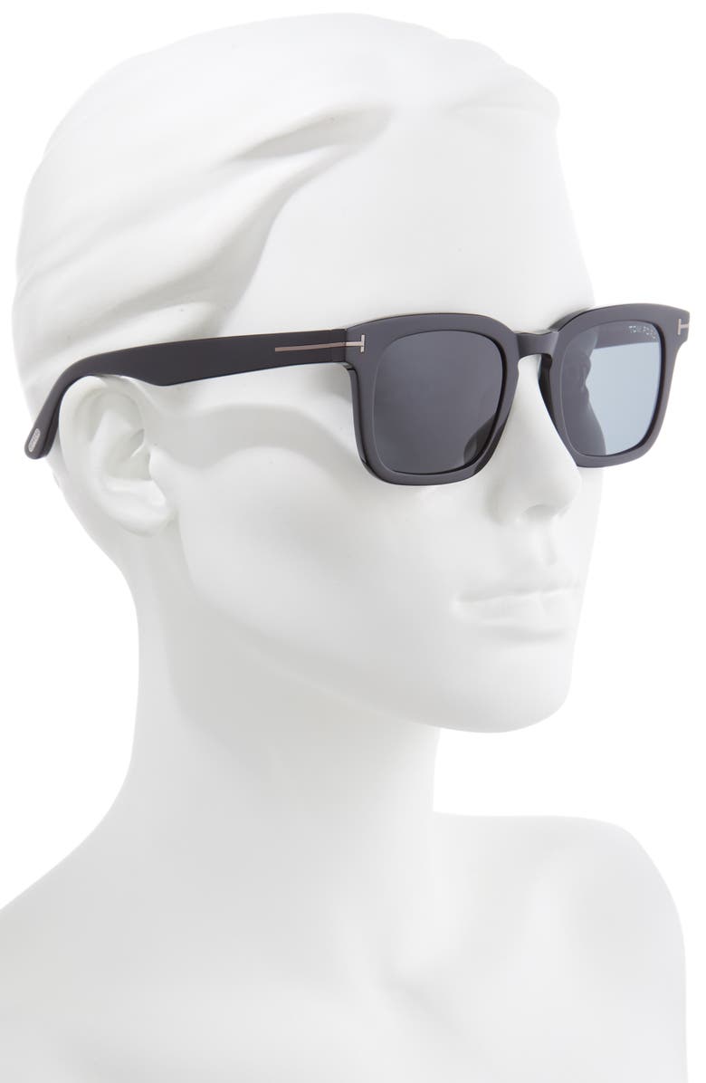 TOM FORD Dax 50mm Square Sunglasses, Alternate, color, Shiny Black/ Smoke