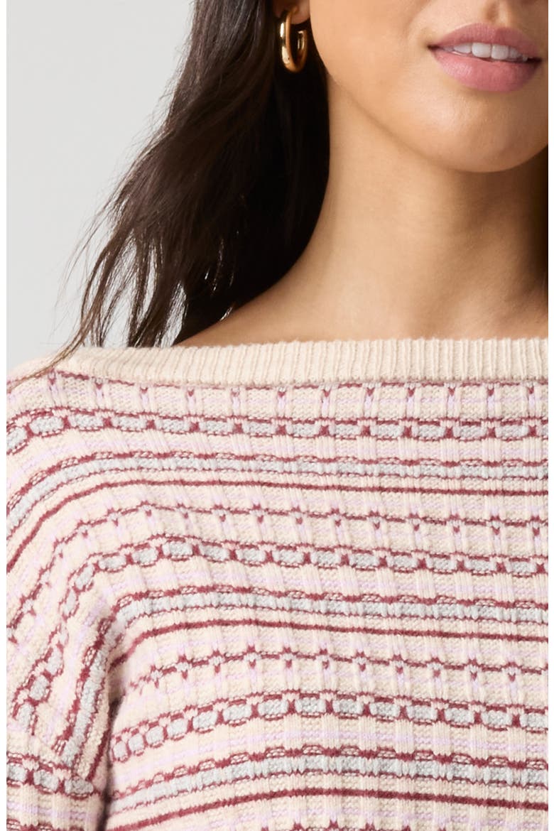 Off the Shoulder Textured Sweater, Alternate, color, BURGUNDY MULTI