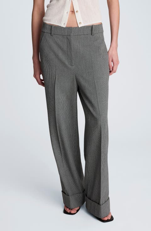 High Waist Pleat Front Cuffed Pants