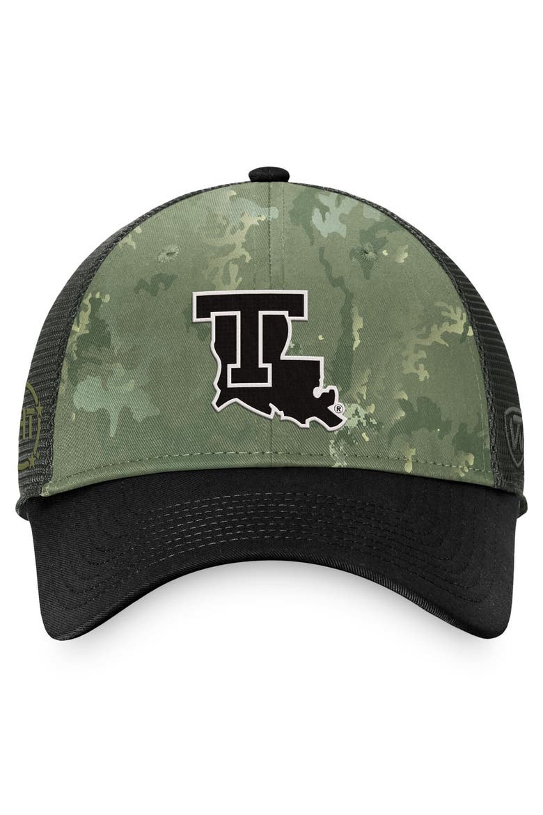 Men's Top of the World Hunter Green/Gray Louisiana Tech Bulldogs OHT Military Appreciation Unit Trucker Adjustable Hat, Alternate, color, Hunter Green