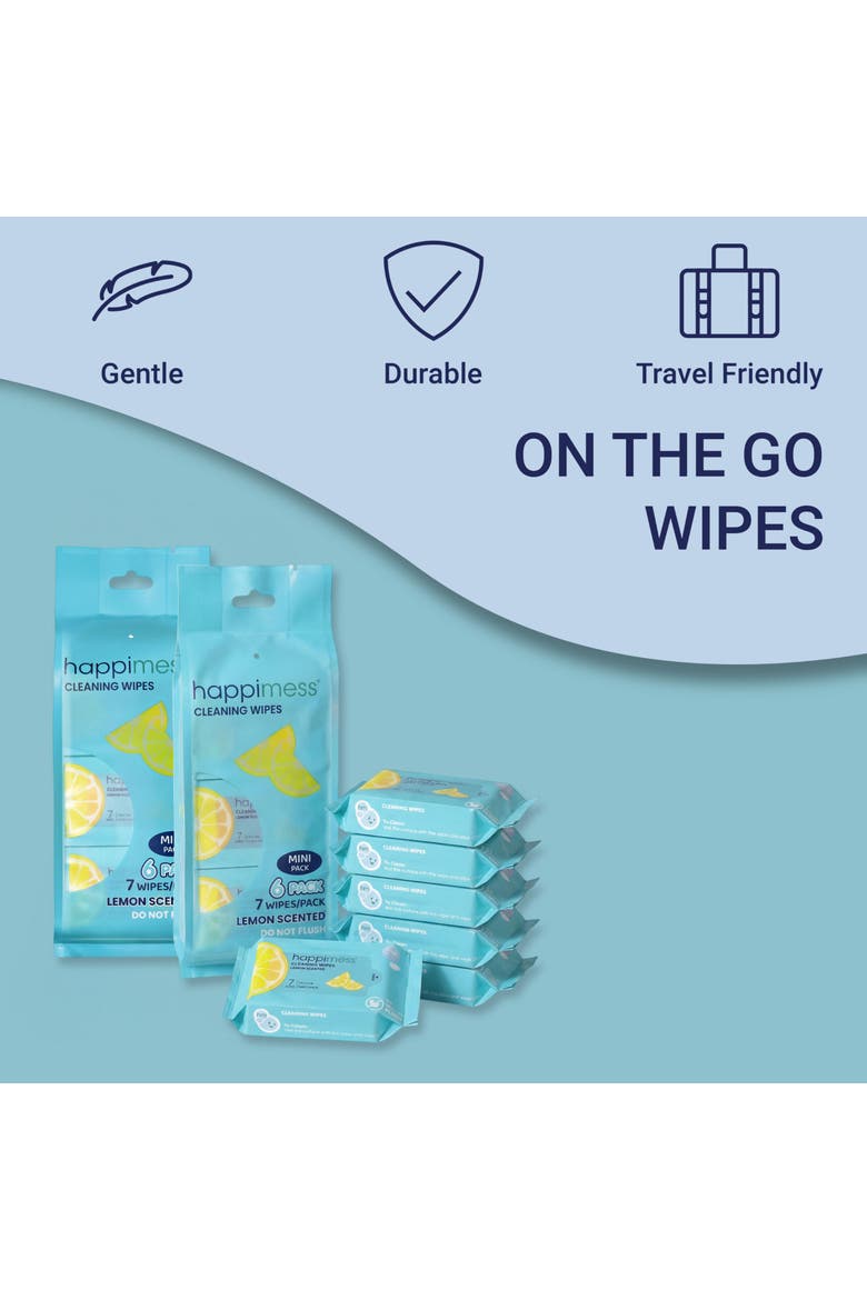 Compact Travel All-Purpose Multi Surface Heavy Duty Wipes, Bleach Free, Extra Strong, Super Moist, Tough on Messes, Alternate, color, White