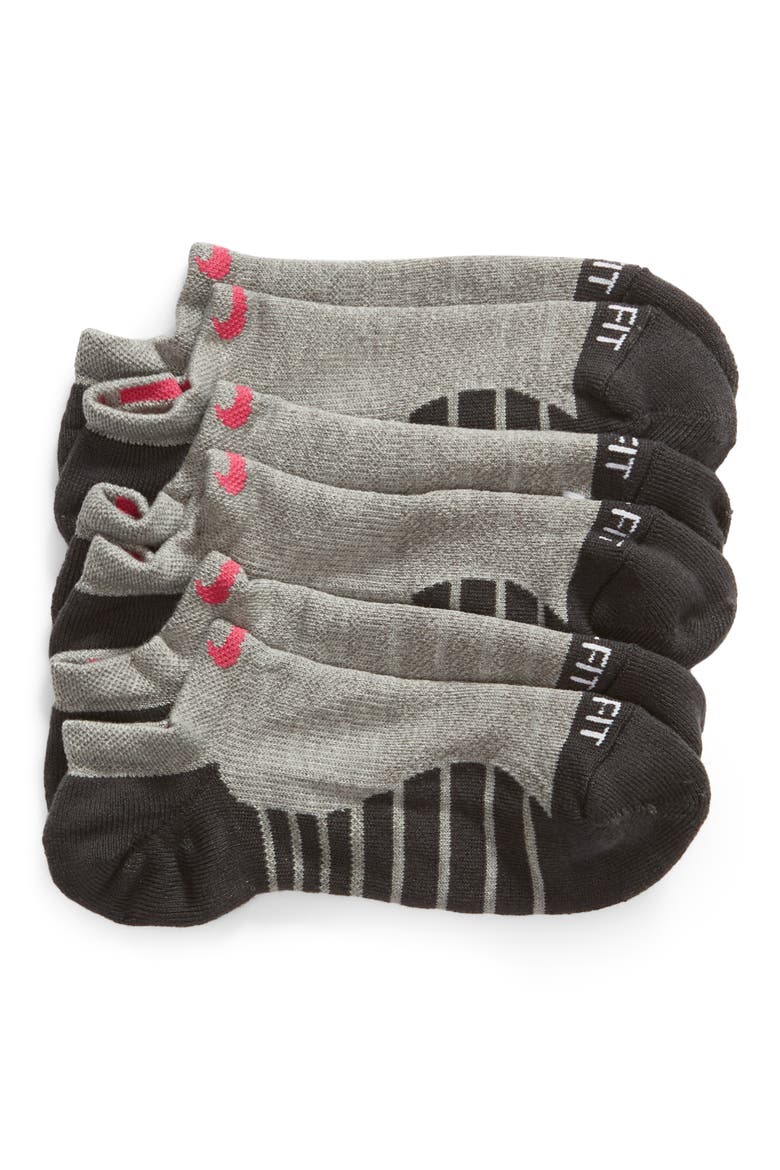 3-Pack Dri-FIT Cushion No-Show Socks, Main, color, CARBON/ ANTHRACITE/ VIVID PINK