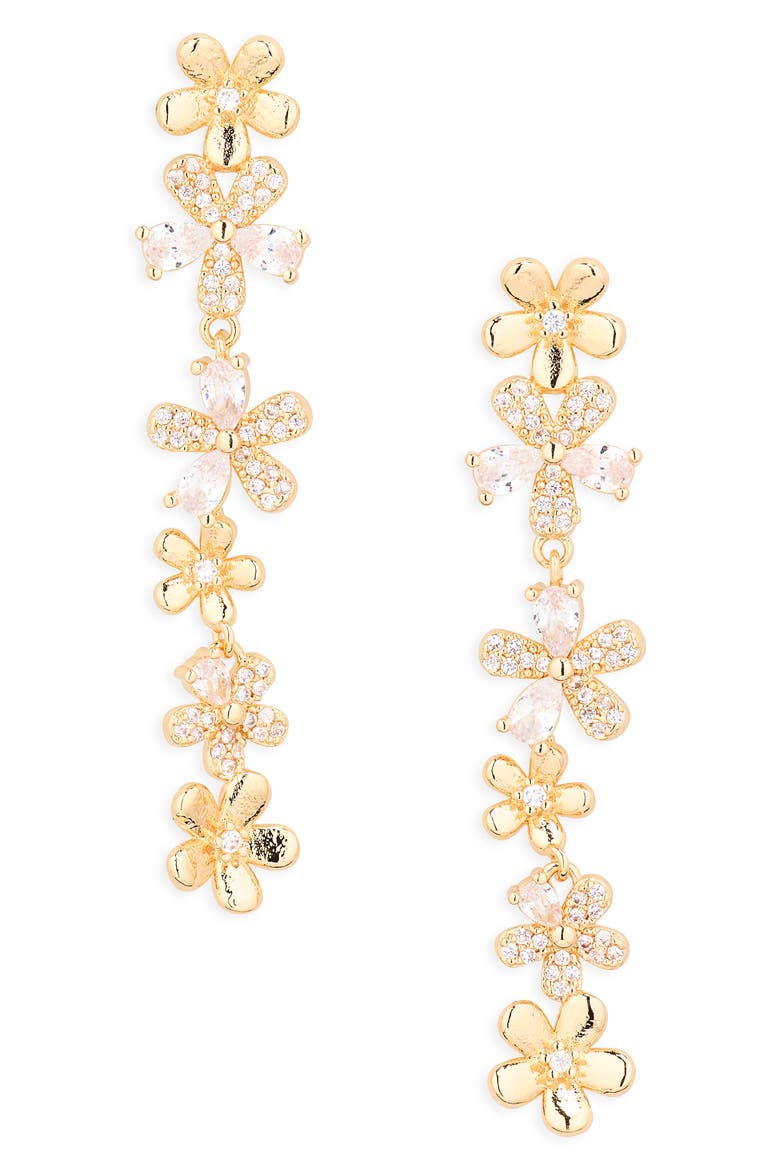 Flower Linear Earrings, Main, color, GOLD