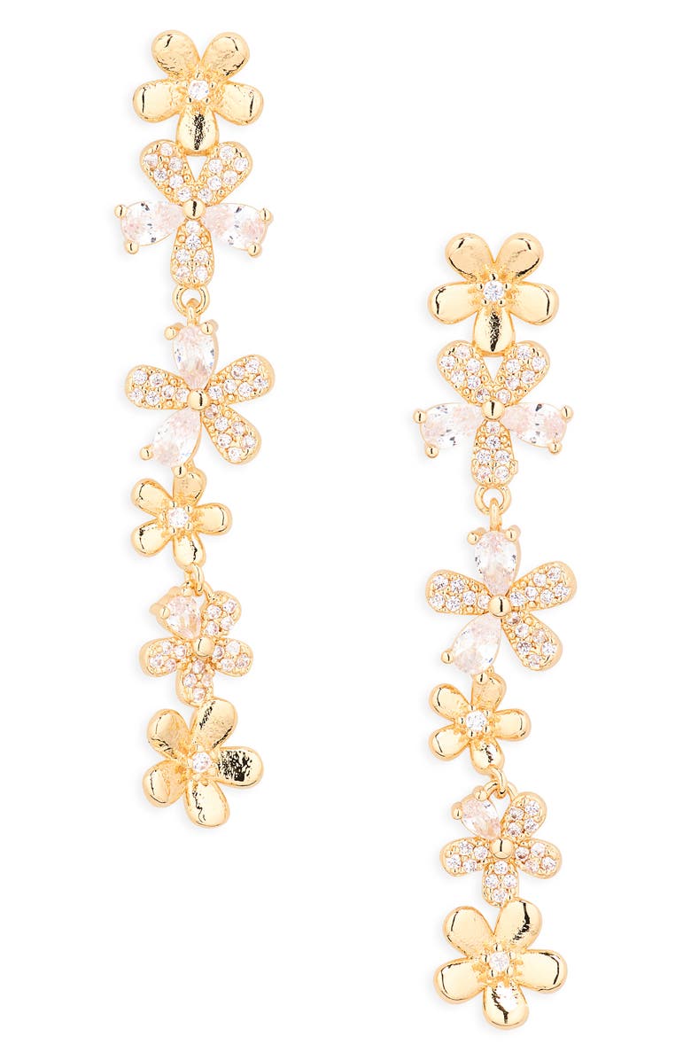 Cara Flower Linear Earrings, Main, color, Gold