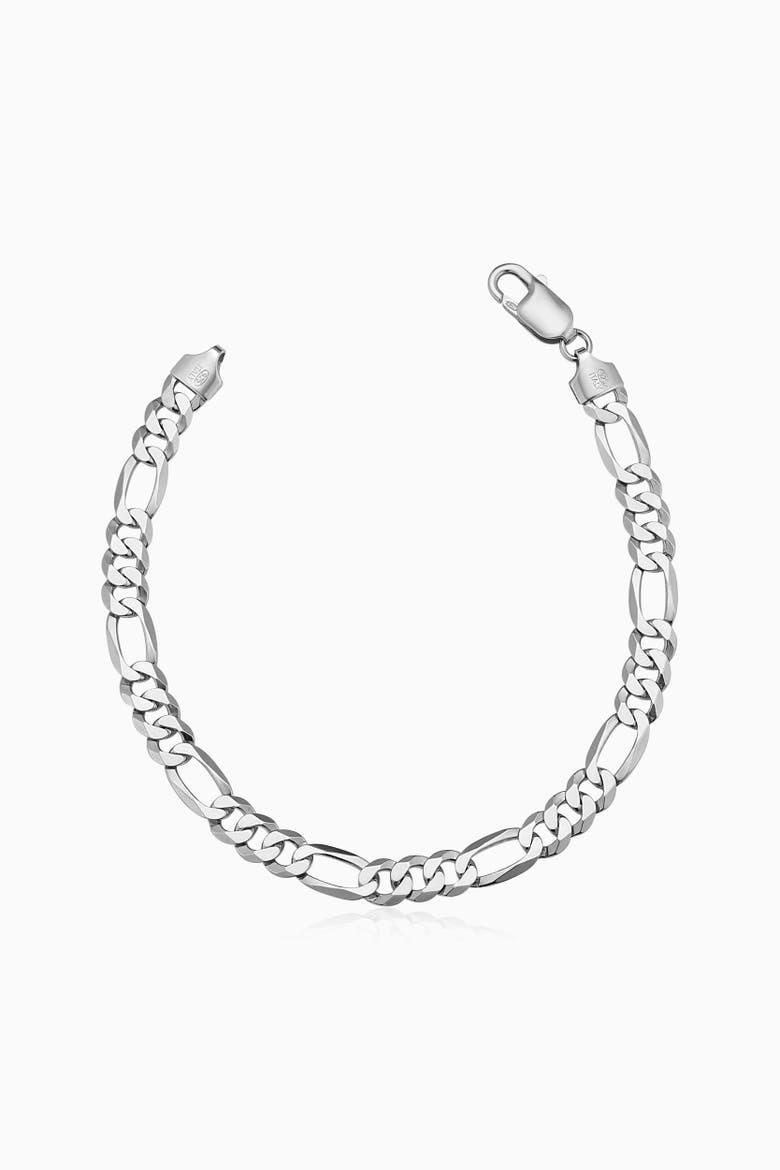 Men's Founders Figaro Bracelet in Sterling Silver, Main, color, Silver